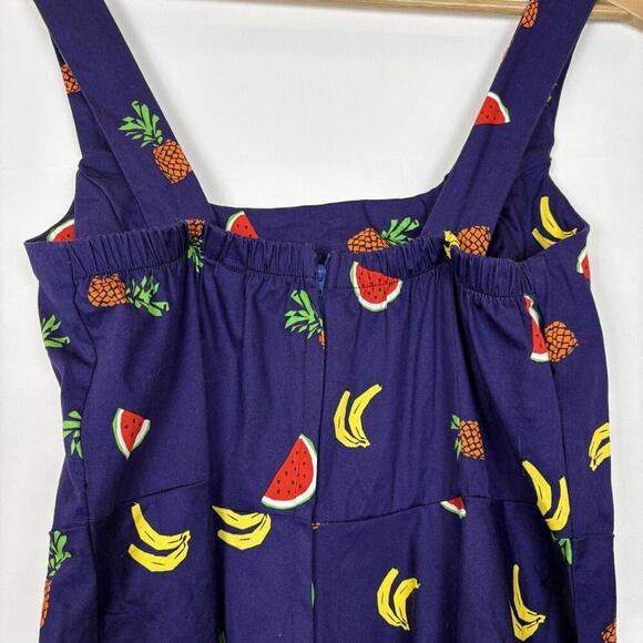 Vintage 90's Novelty Purple Fruit Print A-line Dress Size: 1x - Picture 7 of 9